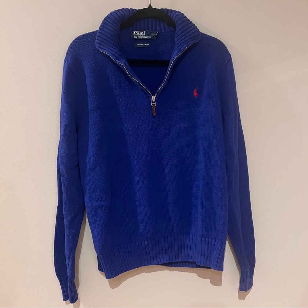Ralph Lauren Blue Quarterzip Sweater